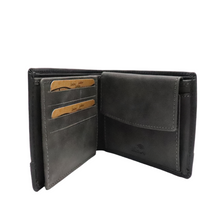 Φόρτωση εικόνας στο εργαλείο προβολής Συλλογής, Δερμάτινο πορτοφόλι με γκρι γαζί