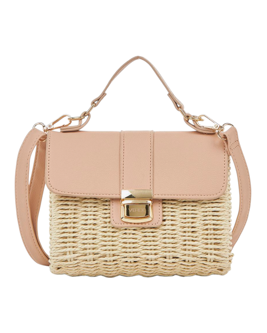 Τσαντάκι ψάθα+δερματίνη